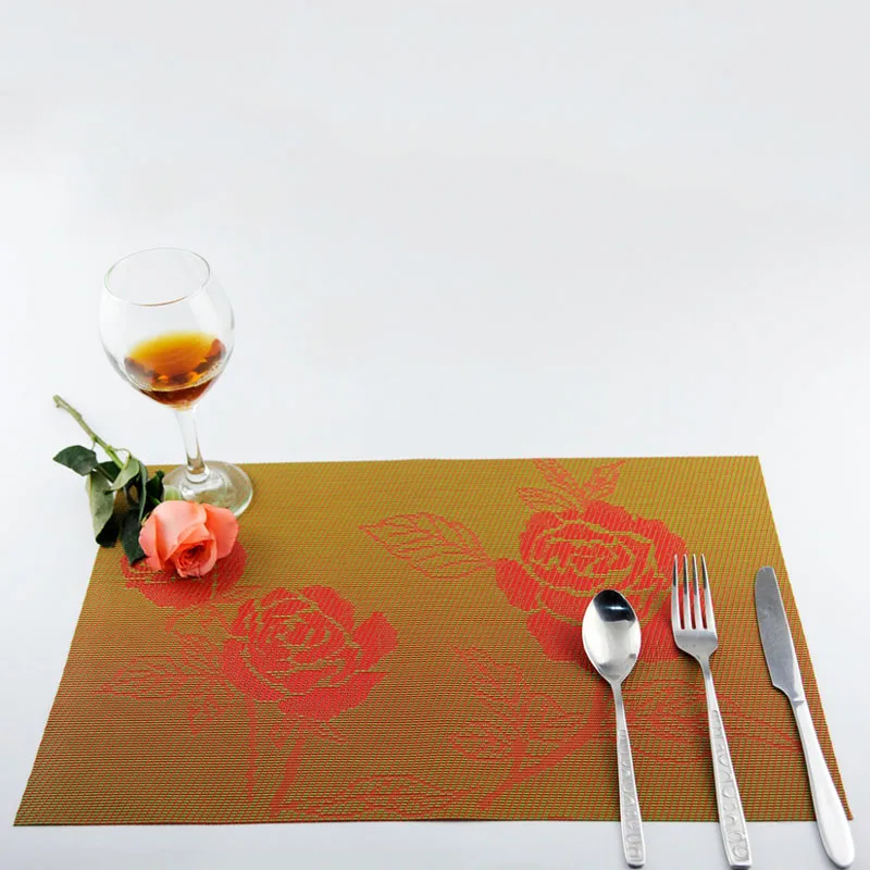 6 шт. столовых Настольный коврик высококлассные термостойкие Роза выпить стакан