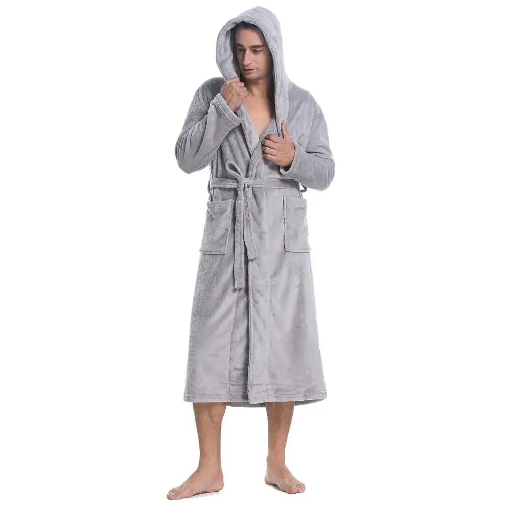 Light Grey Lavenderi мужской Халат длинный с капюшоном халат кимоно длинный - Цвет: Light Grey