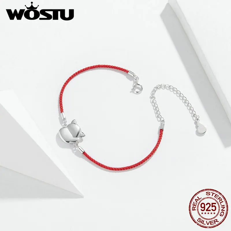 WOSTU 100% Настоящее серебро 925 пробы браслет Maneki Neko 2020 Новое поступление