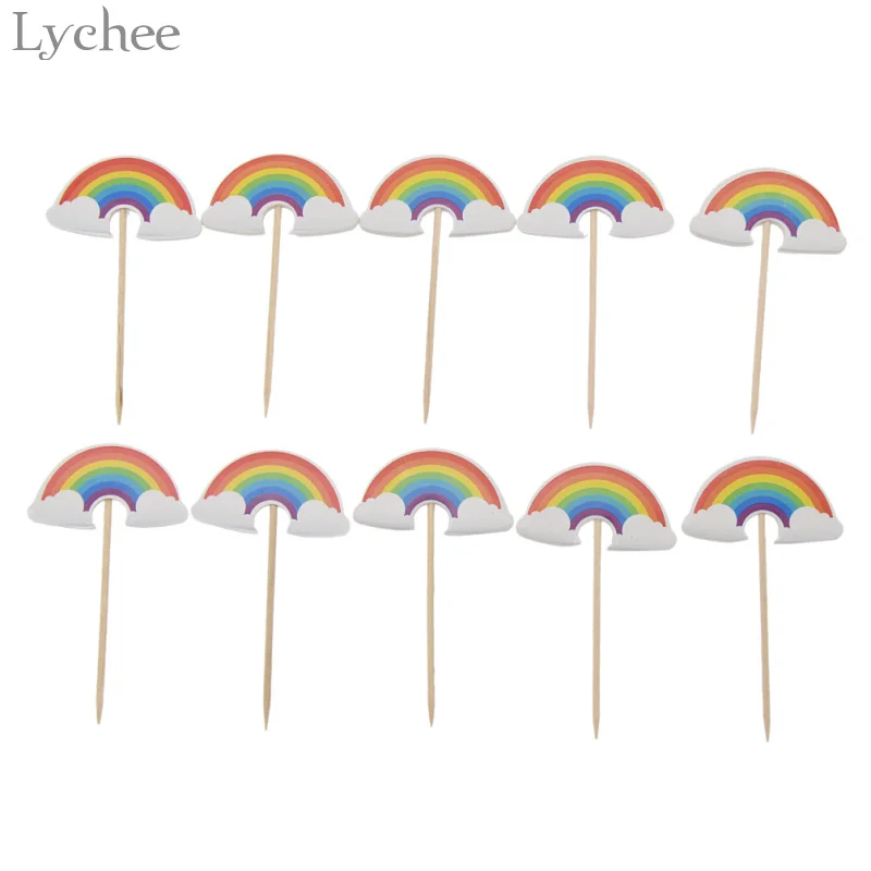 Lychee Life 24 шт. Мультяшные радужные топперы для кексов детские украшения дня