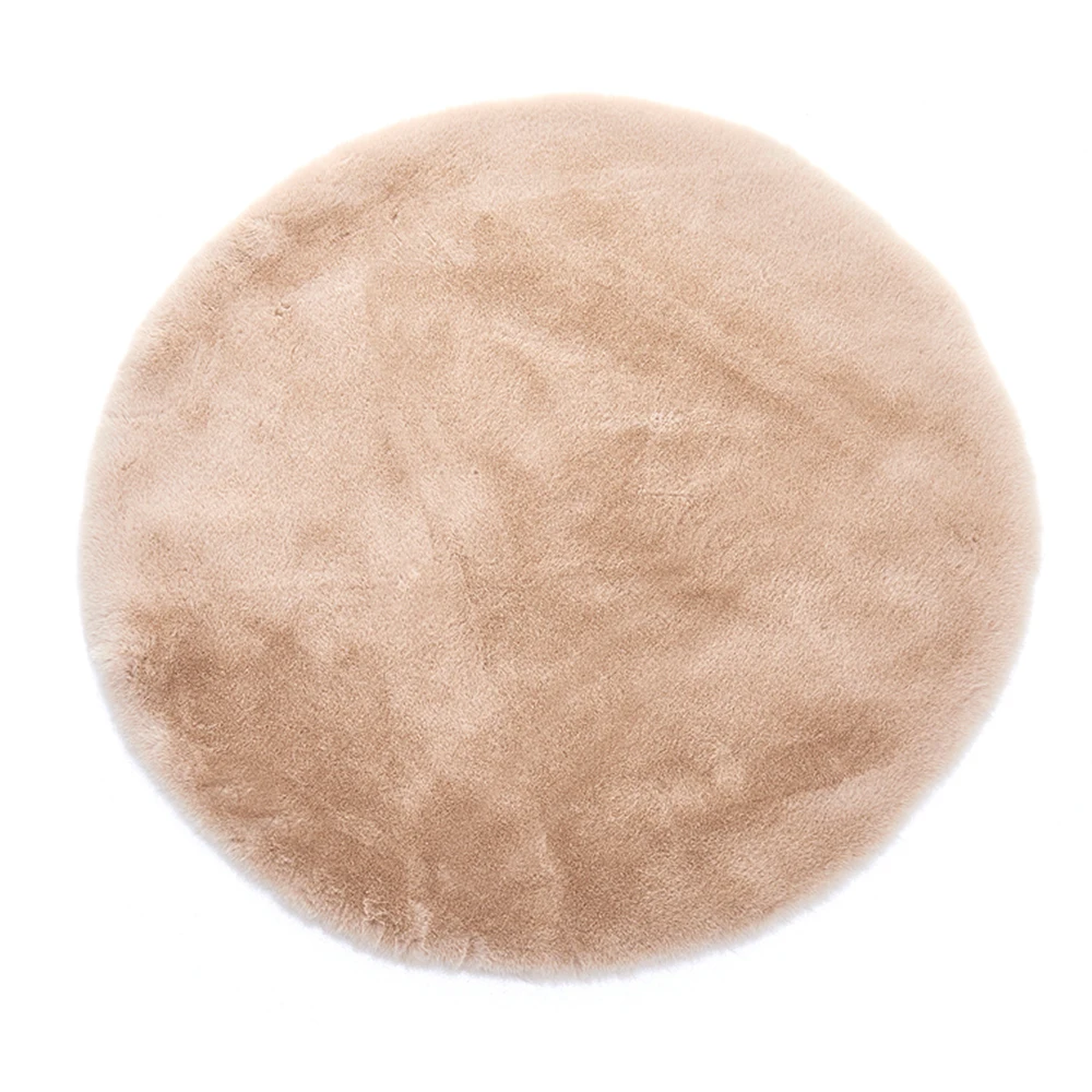 Beige Круглый ковер из искусственного кроличьего меха, плюшевый прикроватный ковер для спальни, Круглый дешевый ковер для девочек, Детский плюшевый коврик, модный ковер D30 - Color: Beige