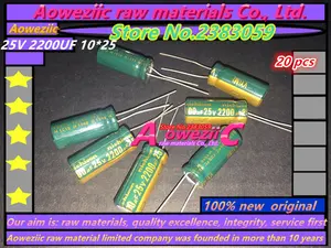 Aoweziic, 20 шт., 25 в, 2200 мкФ, 10*25, высокочастотный жидкокристаллический блок питания, электролитический конденсатор, 2200 мкФ, 25 в, 10x25