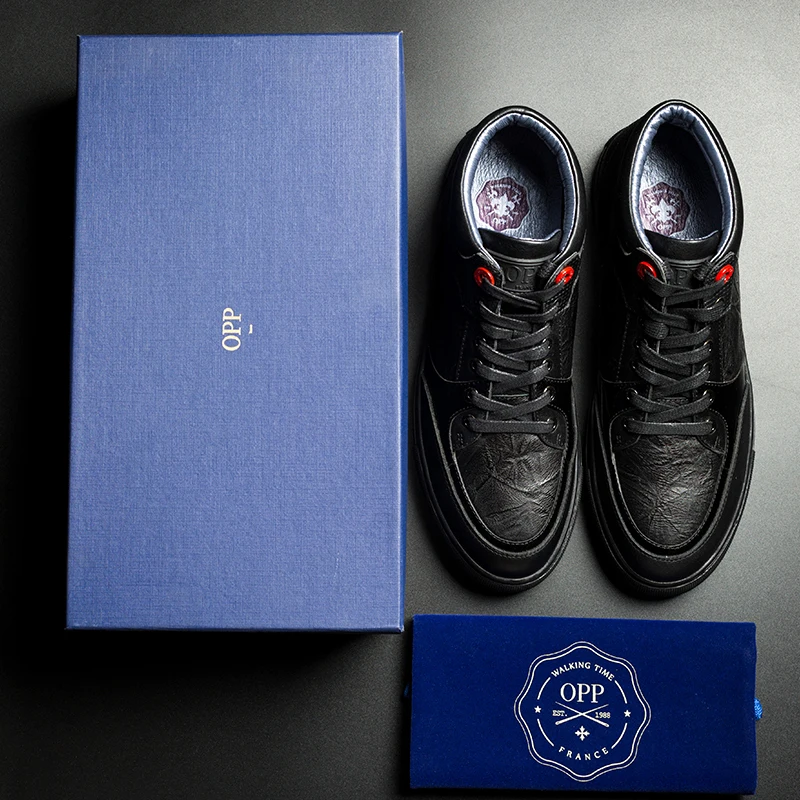 OPP Men's Shoes Fretwork Lace-up Men boots Genuine Leather Metal Toe Ankle Boots for men High Top | Обувь