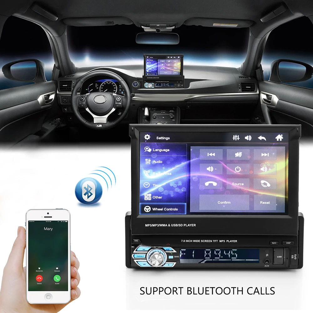 7 &quotвыдвижной Авторадио GPS Bluetooth навигация автомобильный Радио MP5 плеер сенсорный