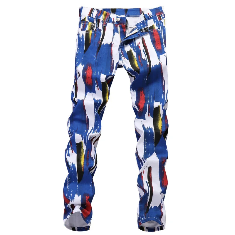 

Mens Pants Fashion Print Men Trousers Casual Fashion Jeans Men Pant