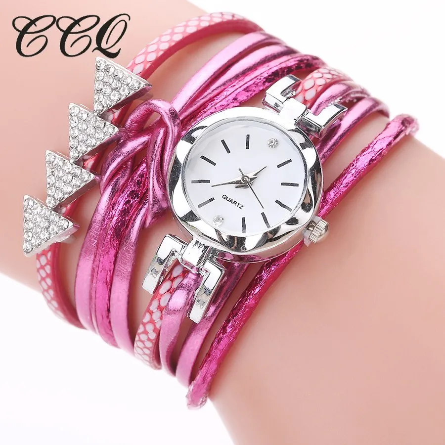 Женские кварцевые часы CCQ браслет стрелки из серебра кожа под платье
