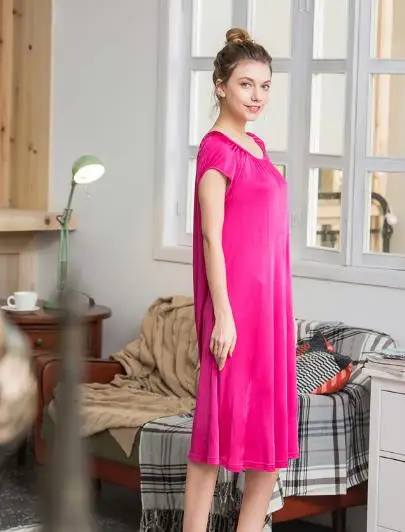 100% Шелковая ночная рубашка Базовая Трикотажная Ночная одежда мягкая Пижама для