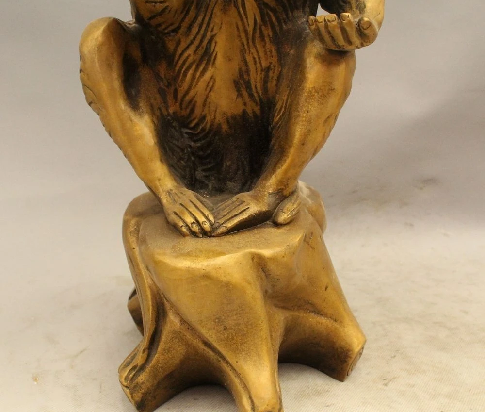 14 &quotКитайский Народный Латунь Умный Зодиак Год Обезьяны Лаки Богатство Статуя