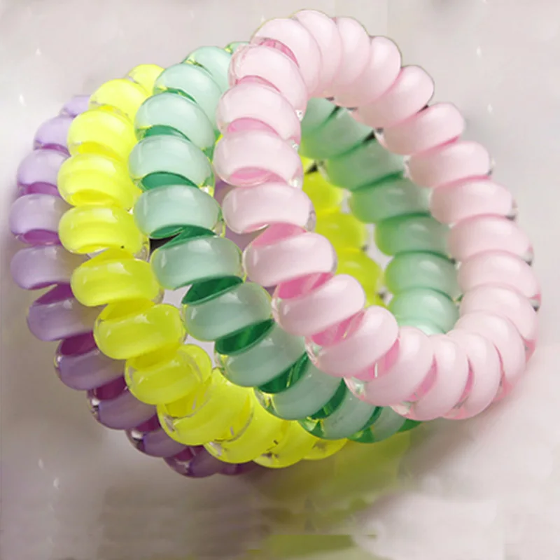

A170-7 Telephone Wire Hair Ring Headbands Traceless Gum Colored Elastic Hair Bands For Girl Hair Accessories For Women Hairbands