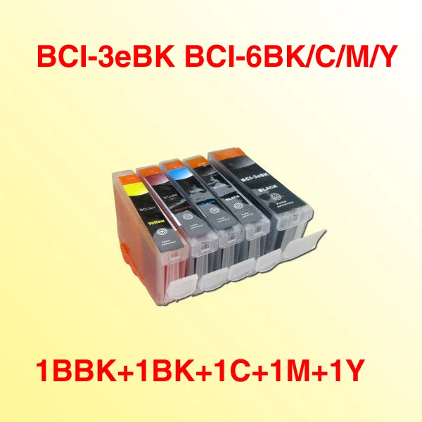 5x BCI 3 BK BCI6 3e BK/C/M/Y чернильный картридж совместимый с Canon BJC 3000/3010/3200/6100/6200/i550/i560|cartridge