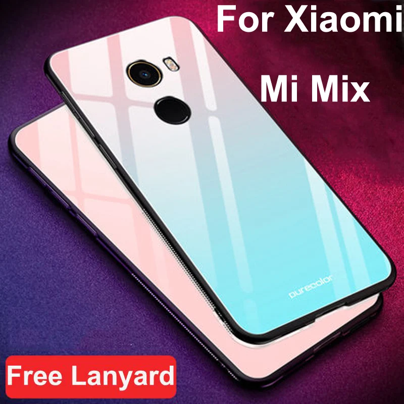 

Чехол для Xiaomi Mi Mix, градиентное закаленное стекло + чехол с мягкими краями 6,4 дюйма для Mi Mix dream, стеклянный чехол mimix, чехлы, оболочка