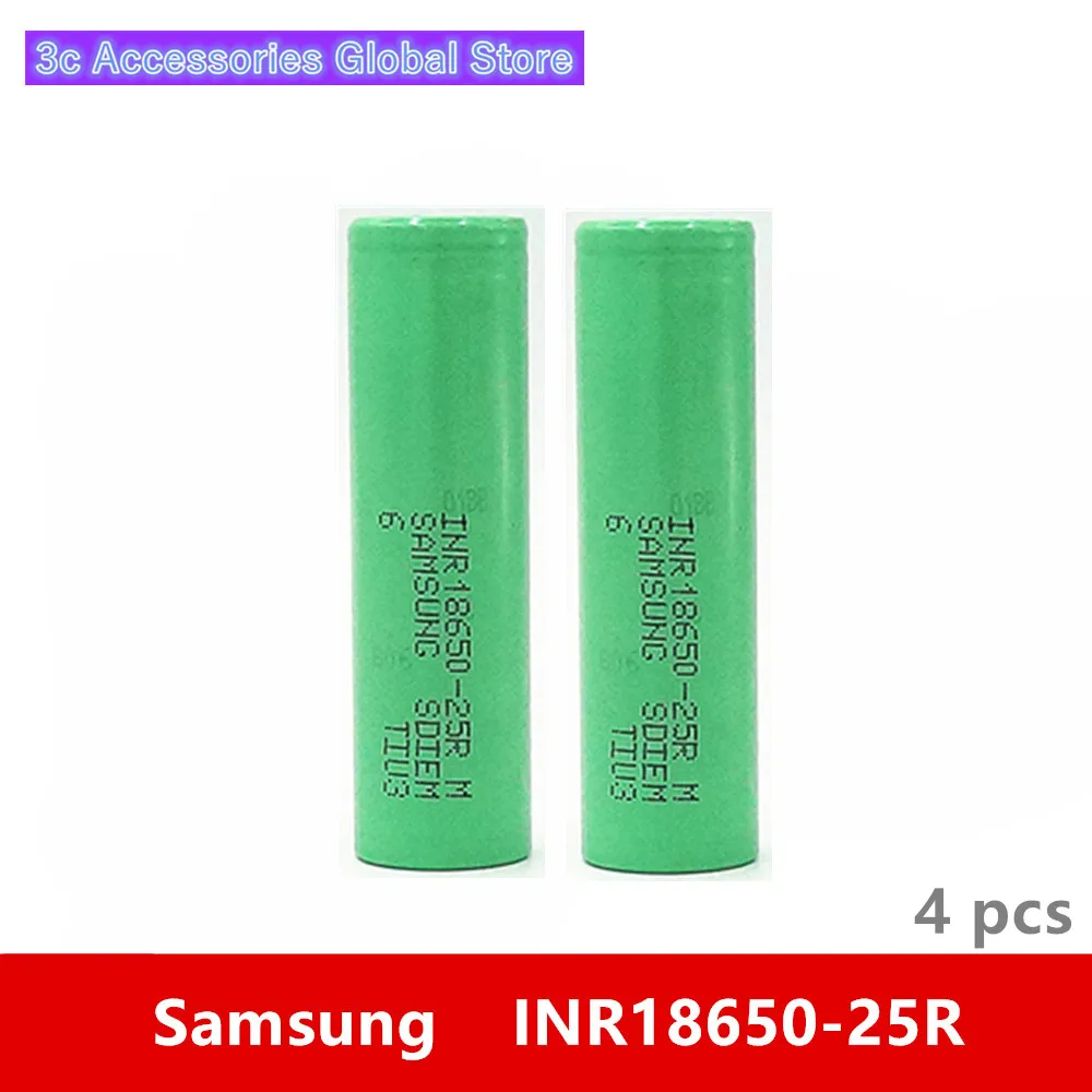 4 шт. 3 7 В 18650 2500 мАч 20A Разрядка Для Samsung INR18650 25R литий ионная батарея IMR для игрушек