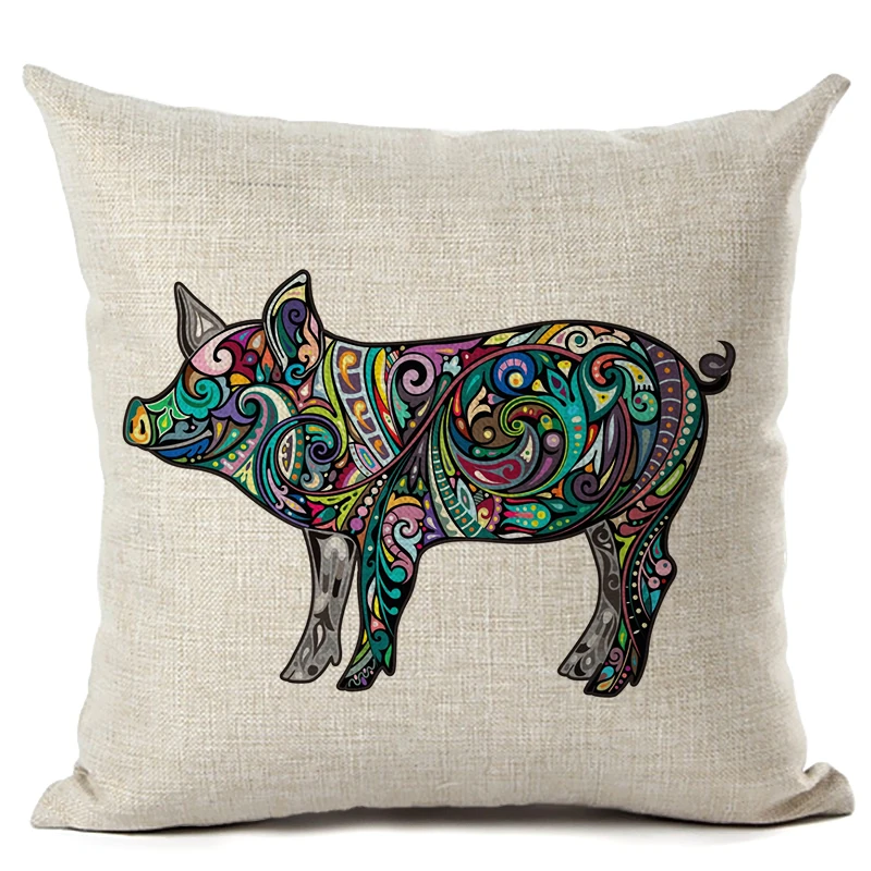 Чешские Тотем животного Свиньи/Птица белье Подушки Детские Чехлы для подушек