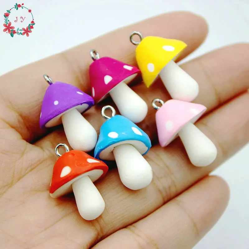 30pcs/lot Polymer Clay Mushroom Craft Handmade with EYE Screw DIY Cartoon Home Decor Ornament 20mm Appliques Charms | Дом и сад