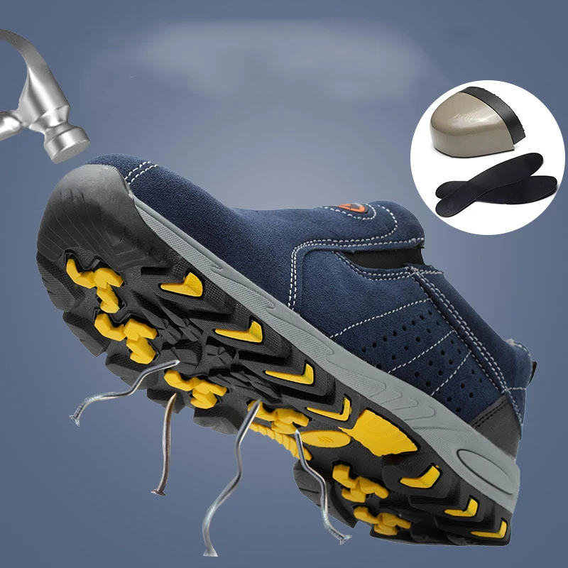 Safety Belt Steel Toe Work Shoes 2022 Men's Summer Fashion Breathable Non-slip Casual Boots Puncture Insurance | Обувь