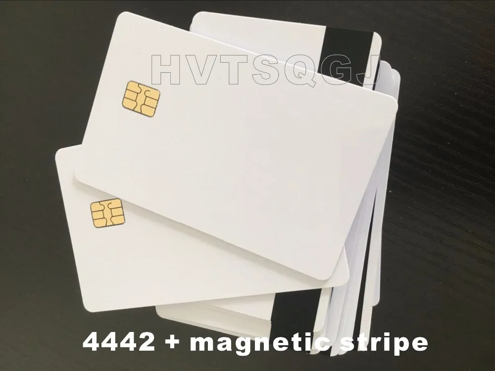 Free Shipping PVC   IC Card With SLE 4442 Chip With Hico Magnetic Mag Stripe Smart Card,100pcs/lot