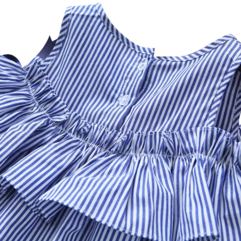 Летнее милое платье в полоску для маленьких девочек милые хлопковые платья с