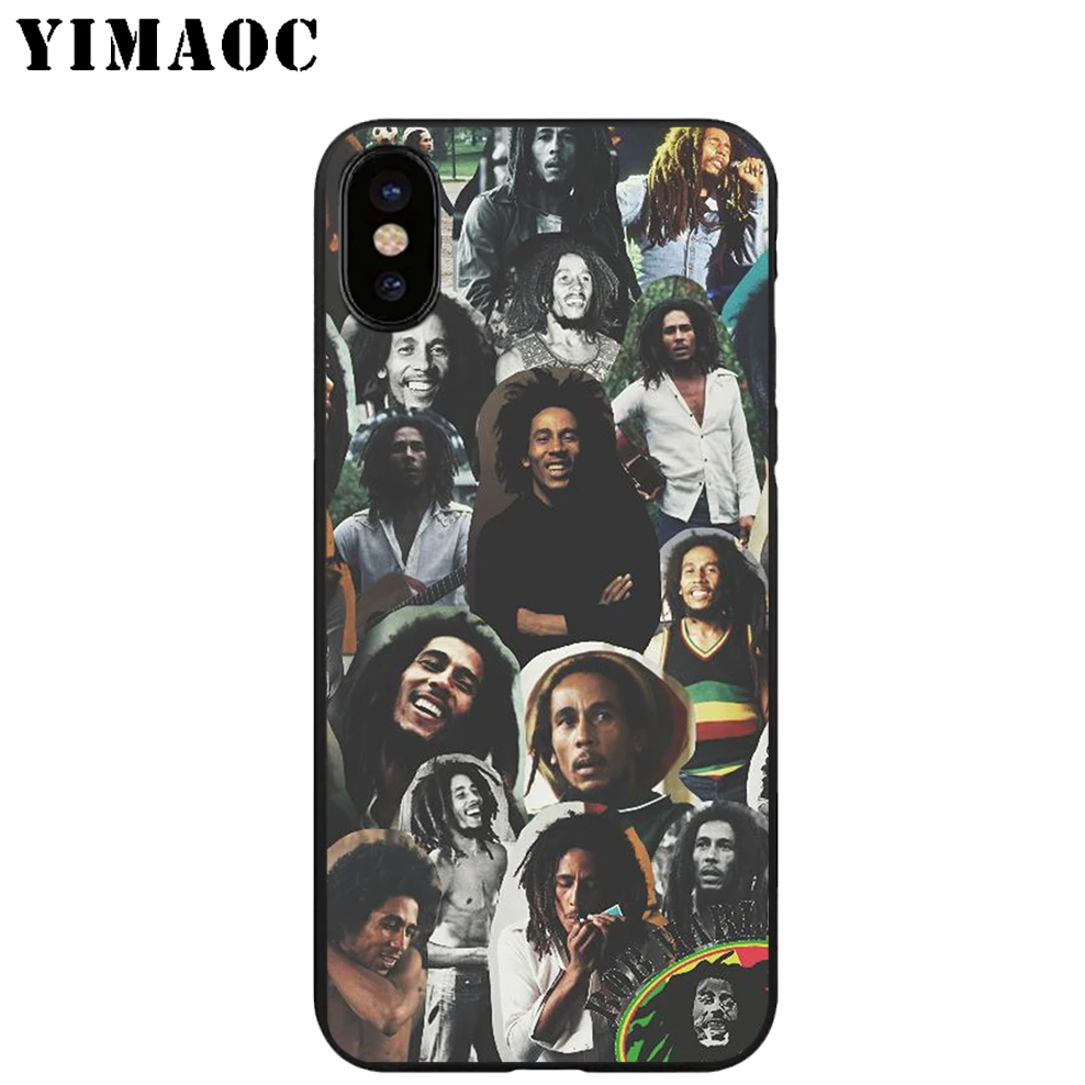 YIMAOC Bob Marley Soft TPU Black Silicone Case for iPhone X or 10 8 7 6 6S Plus 5 5S SE Xr Xs Max |