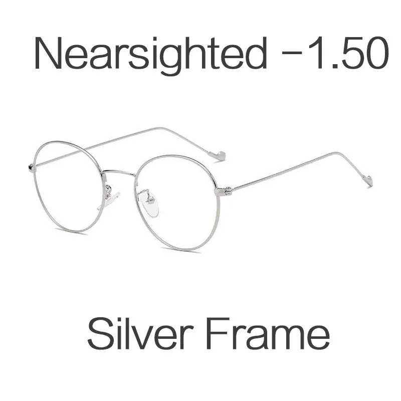 -1.50 HUHAITANG Round Nearsight Glasses Women Luxury Brand Anti Blue Light Computer Eye Glasses Frames For Men Clear Myopia Eyeglasses - Цвет оправы: -1.50