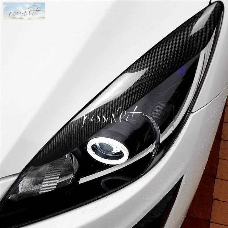 Car Styling Accessories Carbon fiber Headlight Eyebrow Eyelids overlay for Mazda 3 Mazda3 JDM 2010-2013 Stickers | Автомобили и