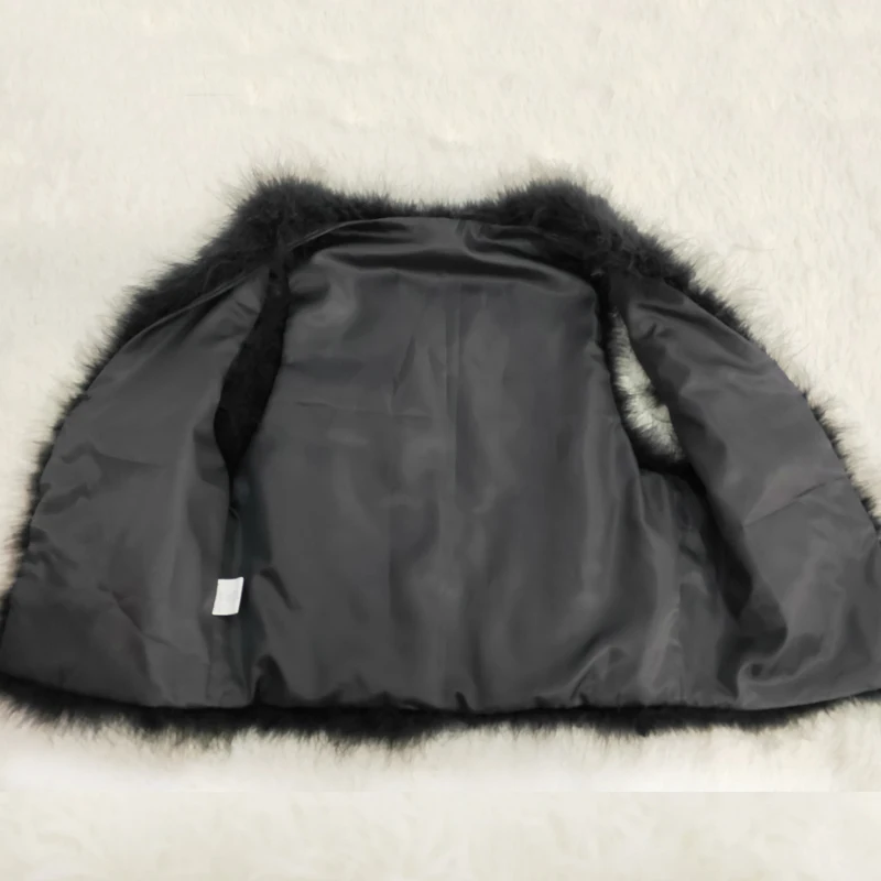 Real natural ostrich wool vest, 100% turkey hair, color customizable real fur coat encryption fur vest