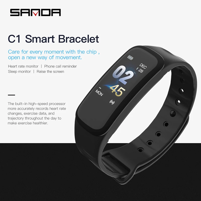 Смарт часы SANDA IP67 водонепроницаемые Bluetooth фитнес трекер пульсометр для мужчин и