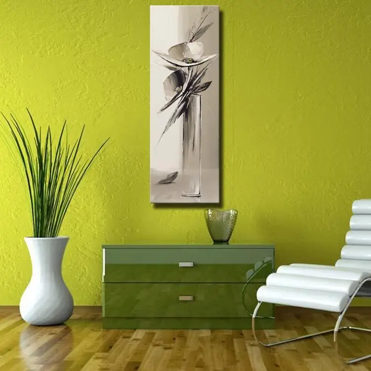 Красивый серый абстрактный нож картина маслом цветов в вазе для гостиной