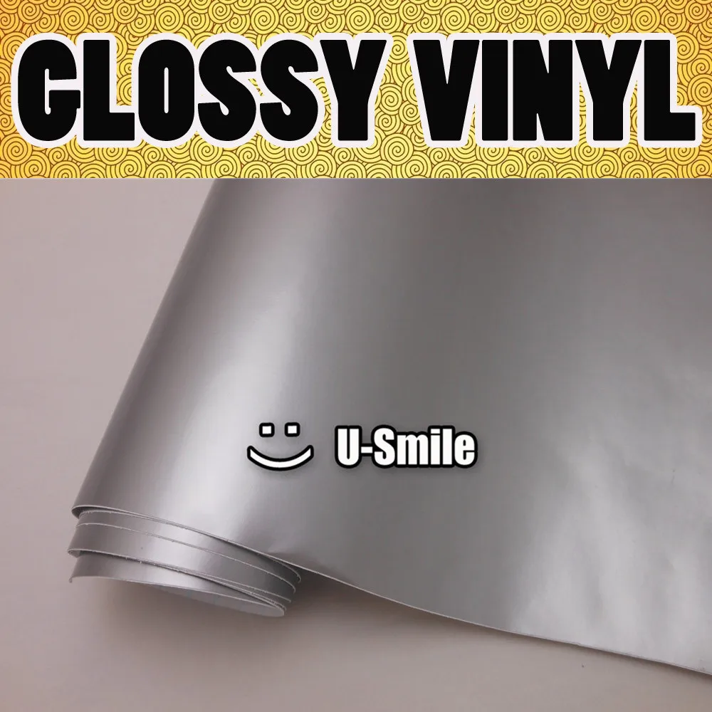 

GLOSS SILVER GLOSSY Wrap Film Decal Sheet Glossy Silver Self Adhesive Vinyl Size:1.52x30m/Roll