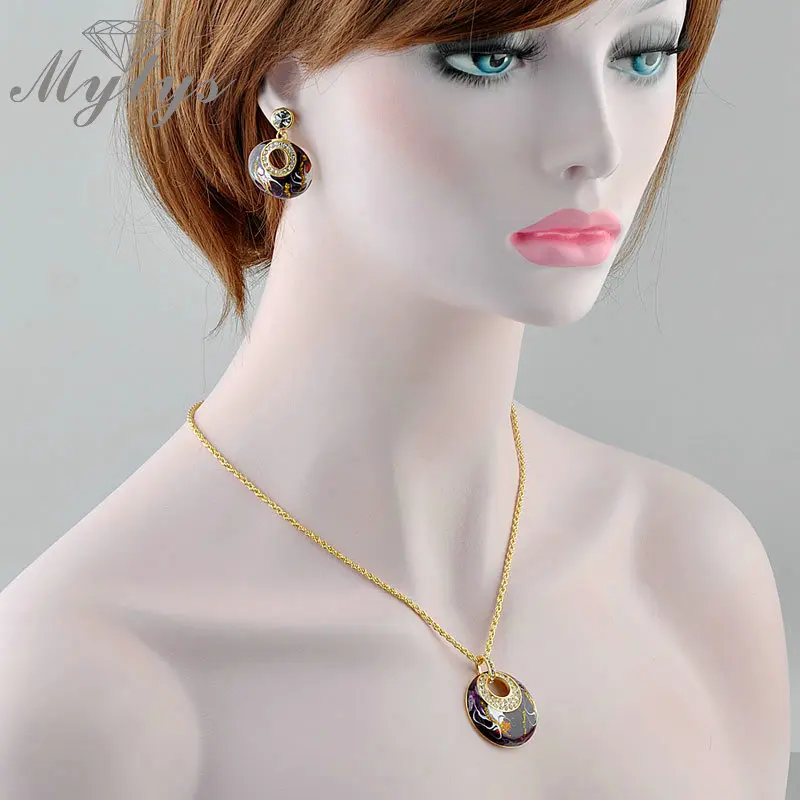 Винтажный комплект ювелирных изделий Mytys в стиле ретро серьги и ожерелье