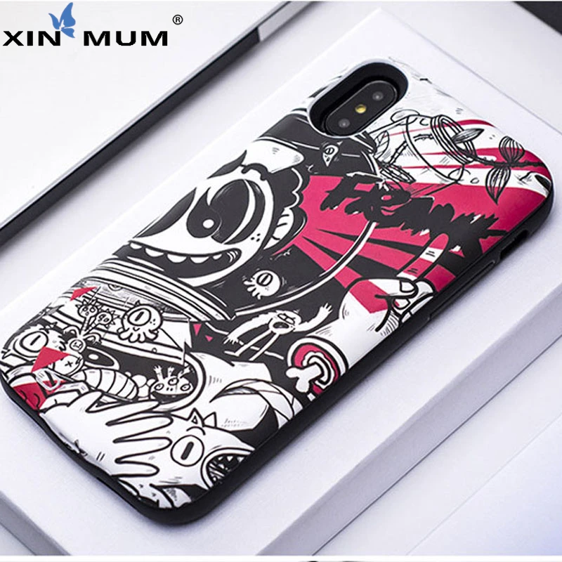 Зарядное устройство с граффити для Apple iPhone X чехол милым чехлом зарядки 6000 мАч