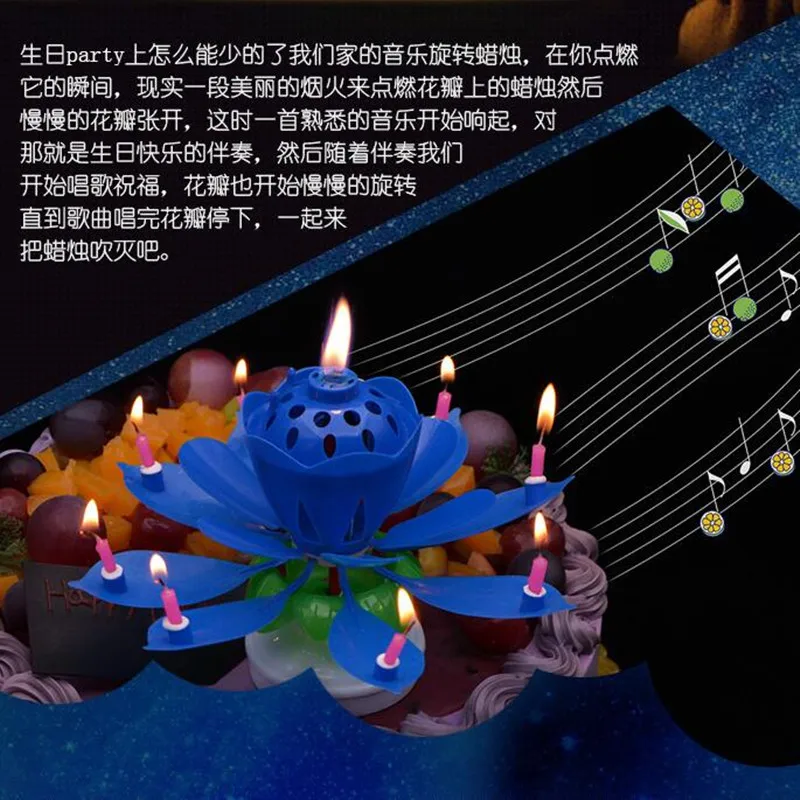 Креативные вращающиеся музыкальные романтические свечи волшебный хрустальный