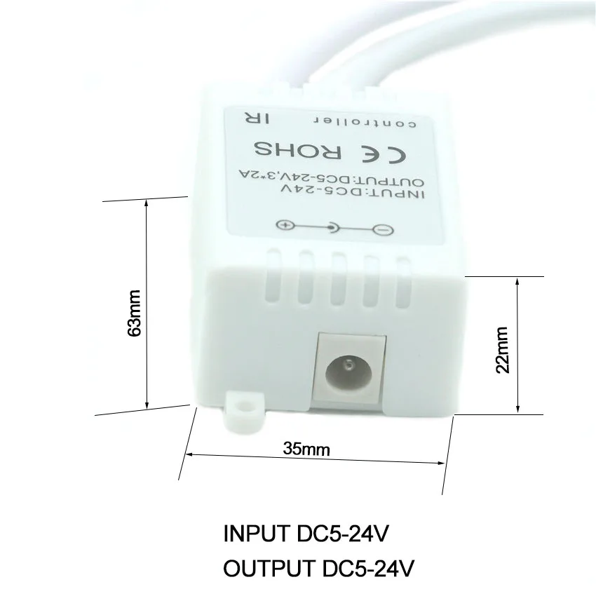 24 ключа DC5 24V 3 * 2A ИК RGB контроллер Диммер с мини приемником для SMD 3528 5050 3014