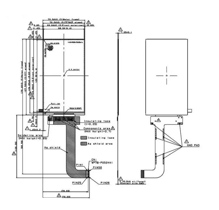 Новый оригинальный 5 дюймов 1440*2560 2K LCD LS055R1SX03 модуль для VR гарнитура стеклянная
