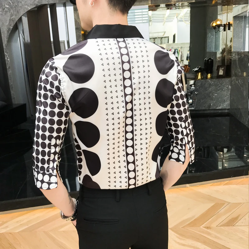 Летнее платье 2019 для мужчин Slim Fit повседневные рубашки Smart s с принтом Roupas Luxo Masculina
