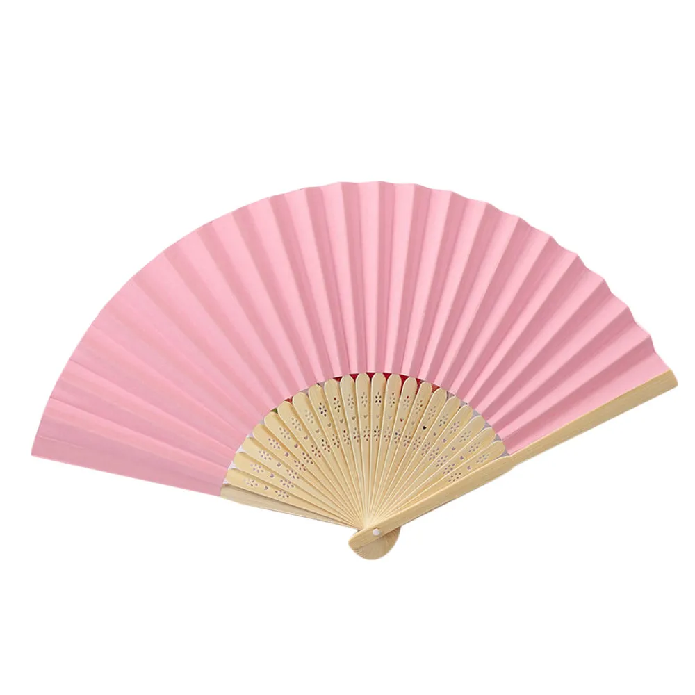 

Hot Sale Hand Held Fan Folding Paper Fan Summer Pattern Folding Dance Wedding Party Lace Silk Folding Hand Held Solid Color