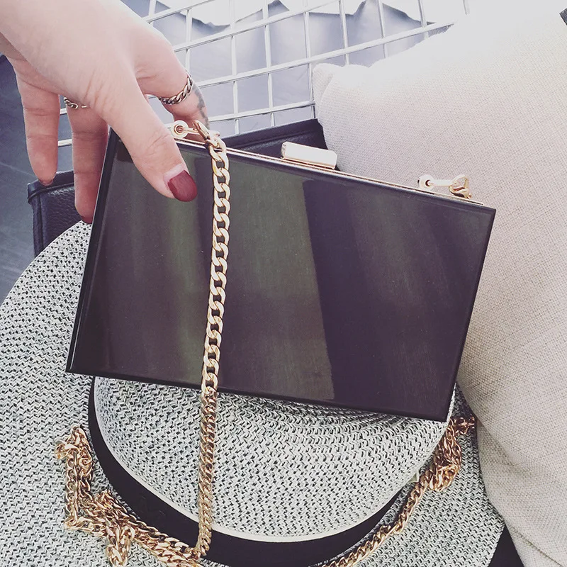 It's Yiiya 2018 Pink Black Women Acrylic Handbags Fashion Designer Chains Messenger Bag Shoulder Handbag GW8079 | Багаж и сумки