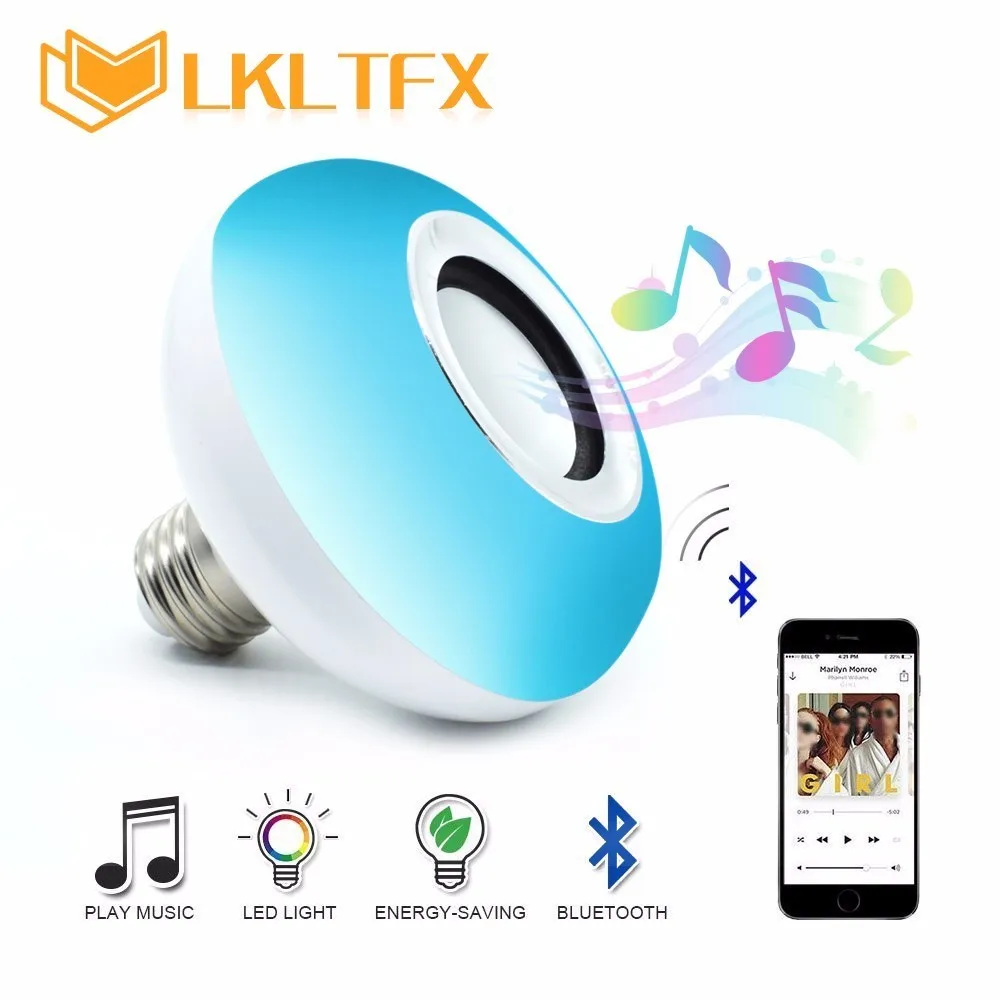 LKLTFX E27 умная Беспроводная bluetooth колонка RGB светодиодный светильник с регулируемой