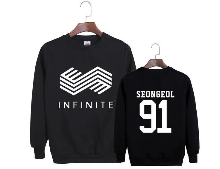 

2017 new arrival kpop infinite member name printing o neck pullover hoodie unisex thin sweatshirt for infinite fans