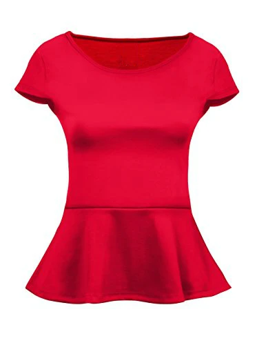Customize Short Sleeve Womens Peplum Shirt Reg and Plus Size Ruffles Top | Женская одежда