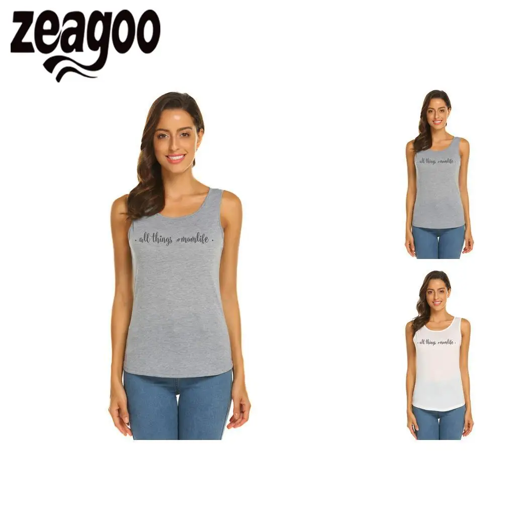 Zeagoo все Повседневное с круглым вырезом без рукавов Slim Fit Мягкая футболка Для