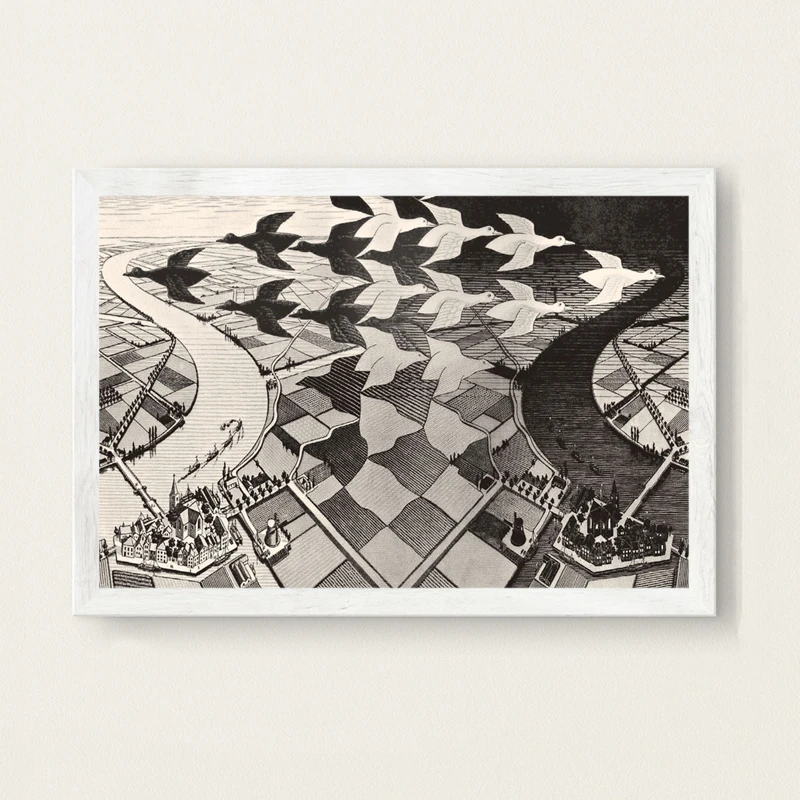P519 Escher Surreal геометрическое произведение искусства Современное абстрактное искусство живопись шелк Холст плакат настенный домашний декор - Цвет: 2