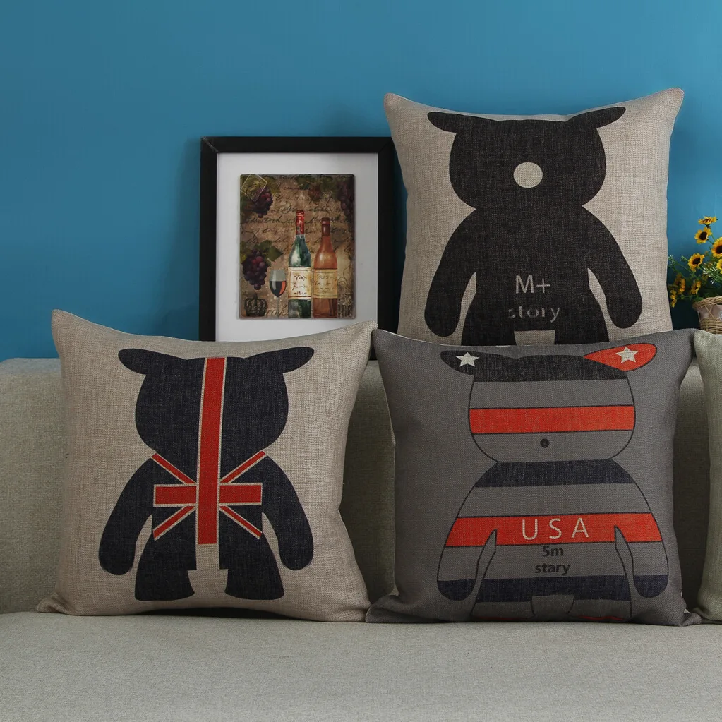 Английский Тур подушки домашний Декор Современный США медведь Мешковина