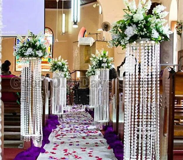 

120cm Tall Crystal Pillar Aisle Road leads Wedding Flower Stand