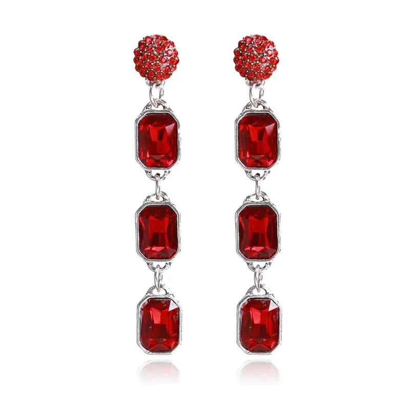 YONGMAN Exquisite Vintage Crystal Rhinestone Baroque Earring European Fashion Green Red Long Drop Earrings Jewelry For Women | Украшения и