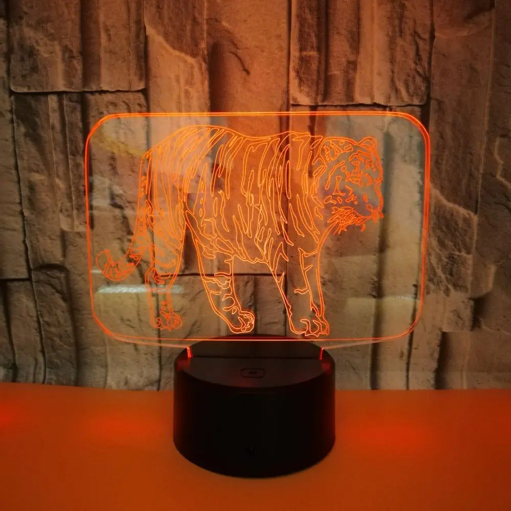 Новый Тигр 3d иллюзия настольная лампа Акриловая визуальная стерео сенсорная