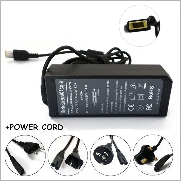 

20V 4.5A 90W Laptop AC Adapter Charger Notebook Cargador + Cord Cable For Caderno Lenovo ADLX90NLC3A PA-1900-72