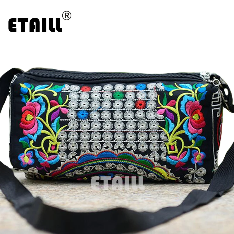 Двусторонняя тайский сумка ручной вышивки Этническая BOHO небольшой вышитый плеча