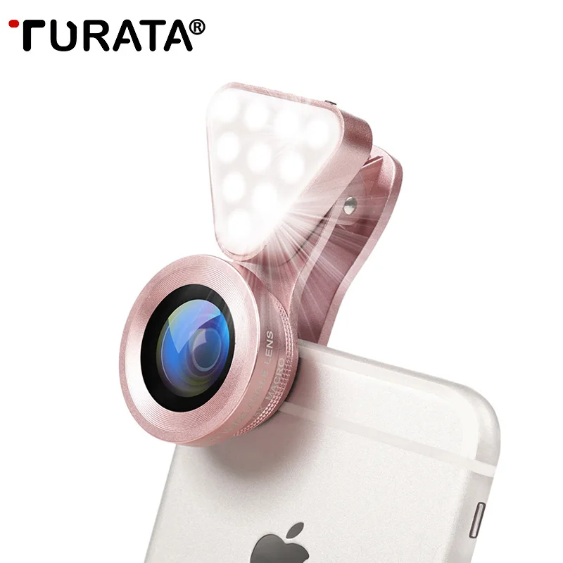 TURATA роскошный светодиодный Selfie Flash Light beauty Phone Lens заполняющий свет 0 4 0.6X