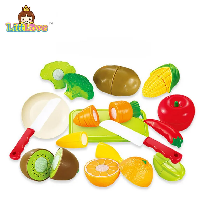 Пластиковая кухонная утварь LittLove 14 шт./компл. режущие овощи Детские ролевые