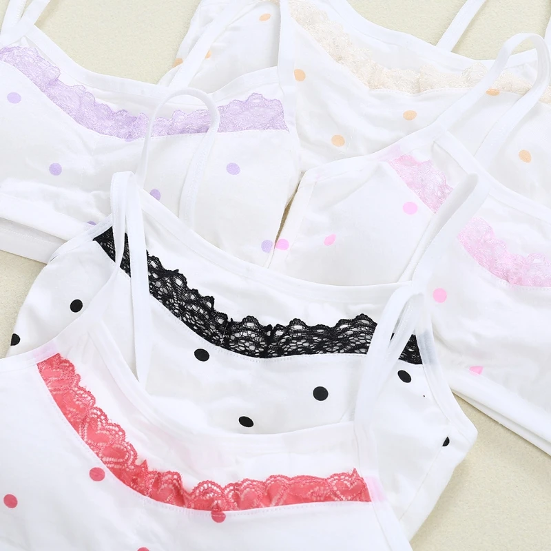 NEW Young Girls Lace Dot Training Bra Teenage Kids Soft Cotton Sport Underwear Tops | Мать и ребенок